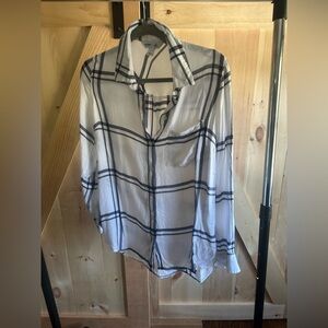 Old Navy women’s  White and Blackish navy Striped Shirt